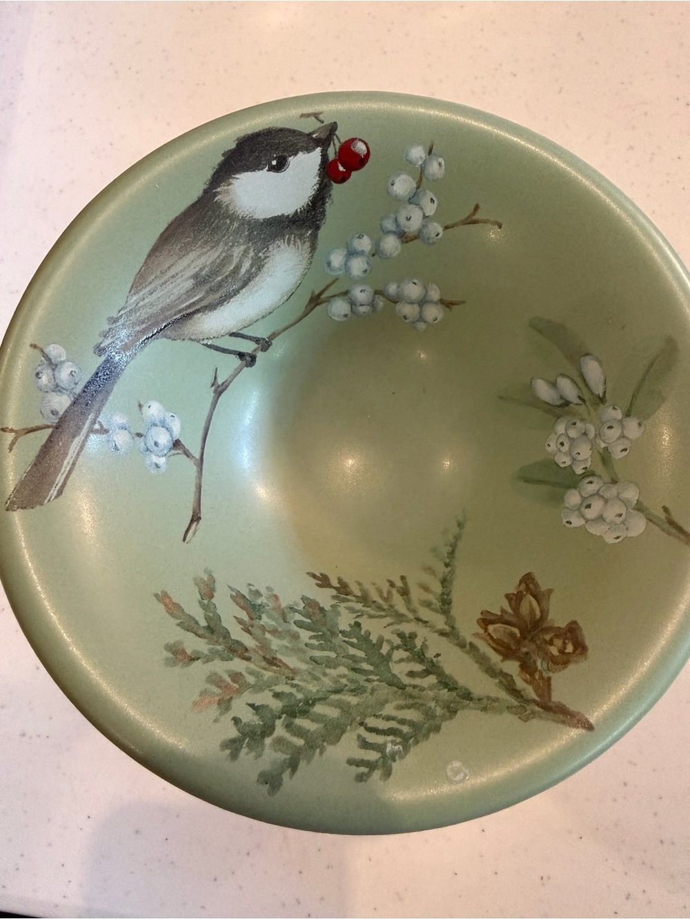 Pfaltzgraff Ckickadee Bird Pedestal Compote Dish